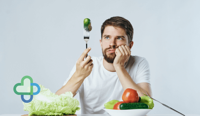man with erectile dysfunction eating a balanced diet | buy erectile dysfunction treatment online
