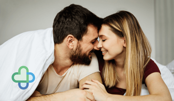 man and woman touching faces - man with erectile dysfunction - the family chemist