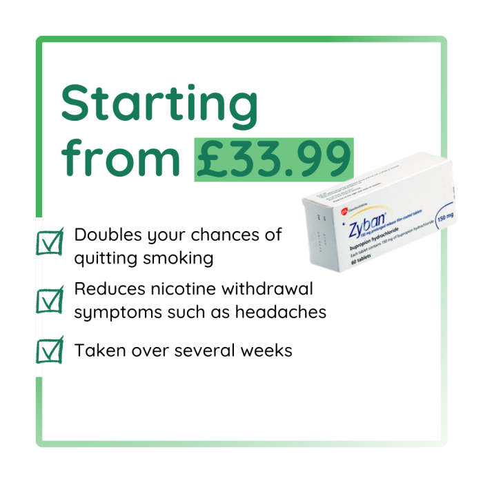 stop smoking treatments from £33.99 - buy zyban online from the family chemist